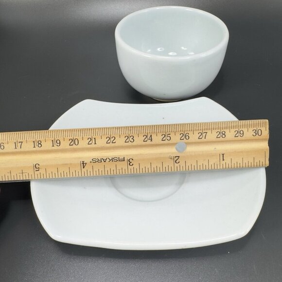 Vintage Hand Made Oriental Teacup And Saucer Set Light Green Blue Tint Pottery - Picture 2 of 10